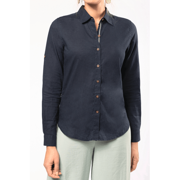 Kariban | Camisa de linho de senhora de manga comprida Kariban | Camisa de linho de senhora de manga comprida